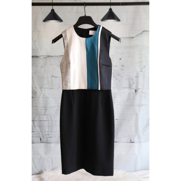 Hugo Boss Dastrina Striped Overlay Sheath Dress - Picture 1 of 14